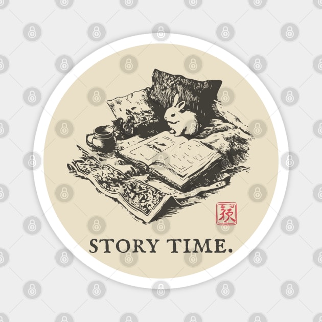 Whimsical Story Time with a Bunny Reading Magnet by TuncGK